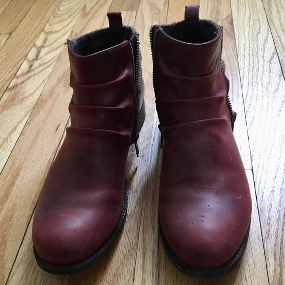 Burgundy and tweed ankle boots - Picture 4 of 7